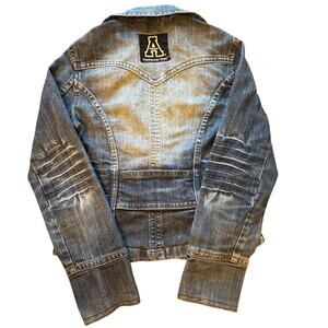 Custom App State Mountaineers Cropped Denim Jacket Vintage Style XS 🤍🖤💛